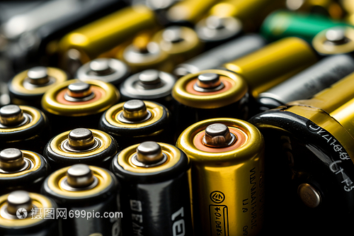 一堆彩色锂电池